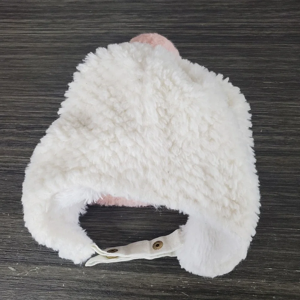 Toddler Fuzzy Pink Bunny Rabbit Hat, Snaps Under Chin OSFM